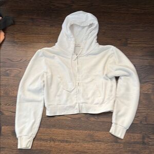 Brandy Melville White Cropped Hoodie